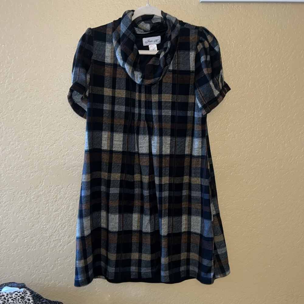 Jessica Howard Gray Black Cowl Neck Puff Sleeve Dress